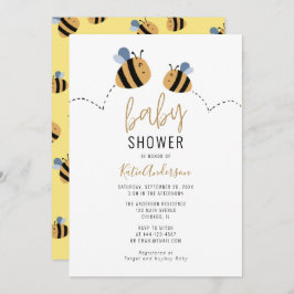 Modern Cute Bumble Bee Baby shower Kaart