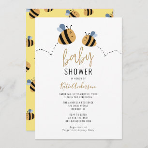 Modern Cute Bumble Bee Baby shower Kaart