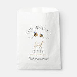 Modern Cute Bumblebee First Birthday Bedankzakje