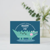 Modern Cute Chomping Alligator Safari Birthday Briefkaart (Staand voorkant)