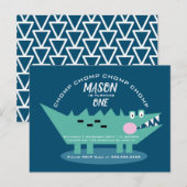 Modern Cute Chomping Alligator Safari Birthday Briefkaart (Voorkant / Achterkant)
