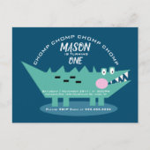 Modern Cute Chomping Alligator Safari Birthday Briefkaart (Voorkant)