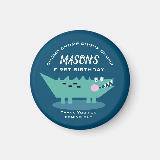 Modern Cute Chomping Alligator Safari Birthday Magneet (Voorkant)