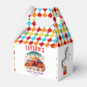 Modern Cute Circus Carnival 1st Birthday Bedankdoosjes (Achterkant)