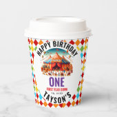 Modern Cute Circus Carnival 1st Birthday  Papieren Bekers (Voorkant)