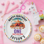 Modern Cute Circus Carnival 1st Birthday Papieren Bordje (Feest)