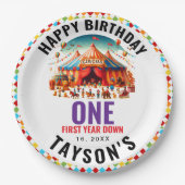 Modern Cute Circus Carnival 1st Birthday Papieren Bordje (Voorkant)