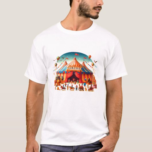 Modern Cute Circus Carnival 1st Birthday T-shirt (Voorkant)
