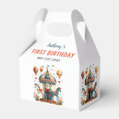Modern Cute Circus Carnival Festival 1e verjaardag Bedankdoosjes (Achterkant)