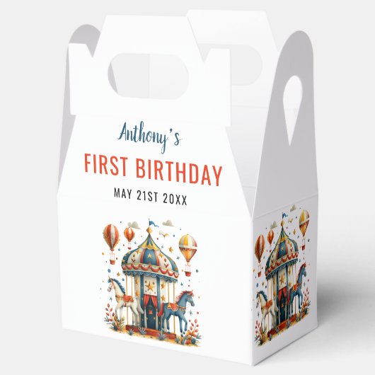 Modern Cute Circus Carnival Festival 1e verjaardag Bedankdoosjes (Geopend)
