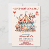 Modern Cute Circus Carnival Festival 1e verjaardag Kaart (Voorkant)