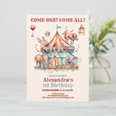 Modern Cute Circus Carnival Festival 1e verjaardag Kaart (Staand voorkant)