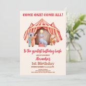 Modern Cute Circus Carnival Festival 1e verjaardag Kaart (Staand voorkant)