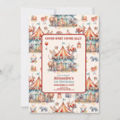 Modern Cute Circus Carnival Festival 1e verjaardag Kaart (Voorkant)