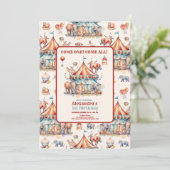 Modern Cute Circus Carnival Festival 1e verjaardag Kaart (Staand voorkant)