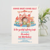 Modern Cute Circus Carnival Festival 1e verjaardag Kaart (Staand voorkant)