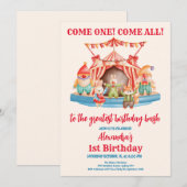 Modern Cute Circus Carnival Festival 1e verjaardag Kaart (Voorkant / Achterkant)