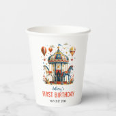 Modern Cute Circus Carnival Festival 1e verjaardag Papieren Bekers (Achterkant)