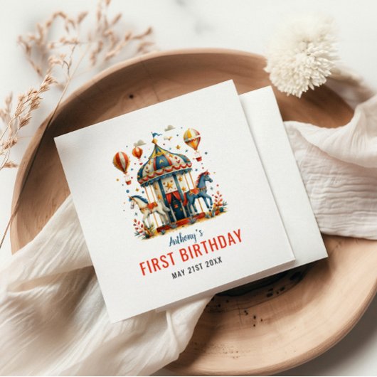 Modern Cute Circus Carnival Festival 1e verjaardag Servet