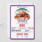 Modern Cute Circus Carnival Festival 1st Birthday Kaart (Voorkant)