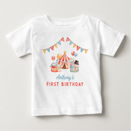 Modern Cute Circus Carnival Fiesta First Birthday