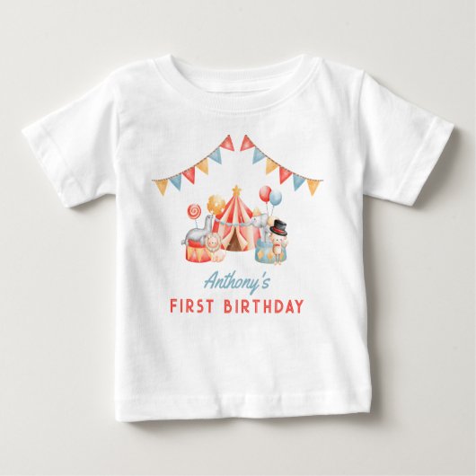 Modern Cute Circus Carnival Fiesta First Birthday (Voorkant)