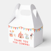 Modern Cute Circus Carnival Fiesta First Birthday Bedankdoosjes (Achterkant)