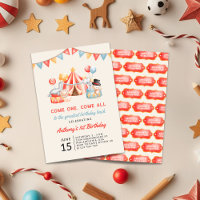 Modern Cute Circus Carnival Fiesta First Birthday