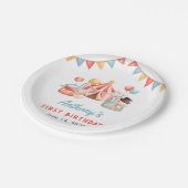 Modern Cute Circus Carnival Fiesta First Birthday Papieren Bordje (Gekanteld)