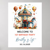 Modern Cute Circus Carnival Fiesta First Birthday Poster (Voorkant)