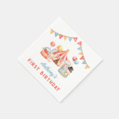 Modern Cute Circus Carnival Fiesta First Birthday Servet (Hoek)