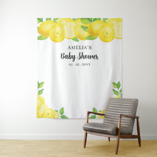Modern Cute Citrus Lemon Baby shower Backdrop Wandkleed