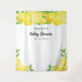 Modern Cute Citrus Lemon Baby shower Backdrop Wandkleed (Voorkant)