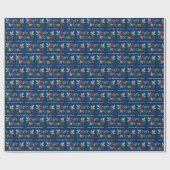 Modern Cute Colorful Merry-kerstmarineblauw Cadeaupapier (Vlak)