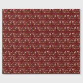 Modern Cute Colorful Merry Kerstmaroon Cadeaupapier (Vlak)