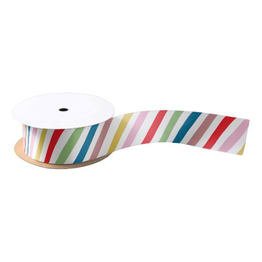 Modern Cute Colorful Stripes Holiday Satijnen Lint (Spoel)
