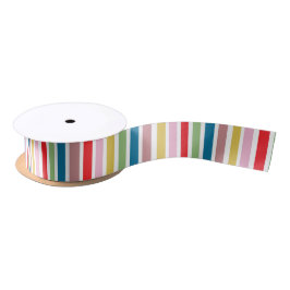 Modern Cute Colorful Stripes Holiday Satijnen Lint