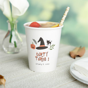 Modern Cute Creepy Halloween First Birthday Sinaas Papieren Bekers