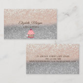 Modern Cute Cupcake, Glitter Ombre Visitekaartje (Voorkant / Achterkant)