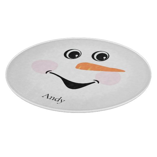 Modern Cute Custom glimlach Snowman face Cutting B Snijplank (Hoek)