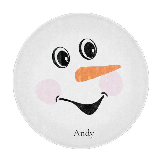 Modern Cute Custom glimlach Snowman face Cutting B Snijplank (Voorkant)