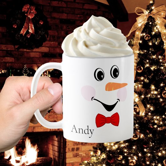 Modern Cute Custom glimlach Snowman face Koffiemok