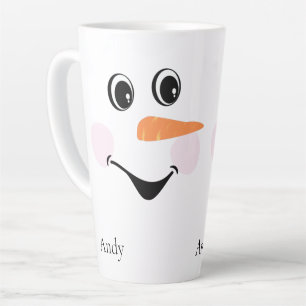 Modern Cute Custom glimlach Snowman face Latte Mok