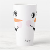 Modern Cute Custom glimlach Snowman face Latte Mok (Voorkant)