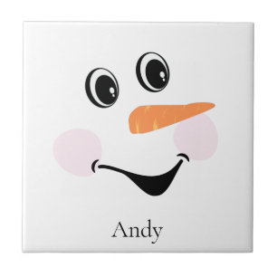 Modern Cute Custom glimlach Snowman face Onderzett Tegeltje