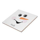 Modern Cute Custom glimlach Snowman face Onderzett Tegeltje (Zijkant)