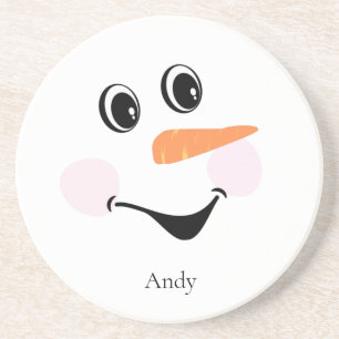 Modern Cute Custom glimlach Snowman face Onderzett Zandsteen Onderzetter