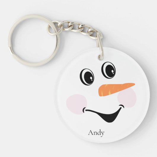 Modern Cute Custom glimlach Snowman face Sleutelhanger (Voorkant)