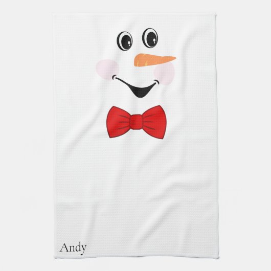 Modern Cute Custom glimlach Snowman face Theedoek (Verticaal)