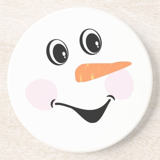 Modern Cute Custom glimlach Snowman face Zandsteen Onderzetter (Voorkant)